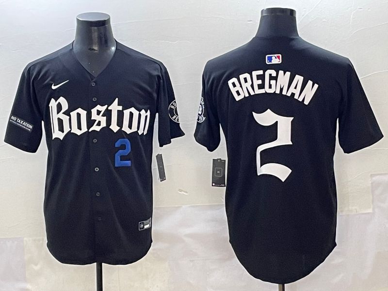 Men 2025 Boston Red Sox #2 Bregman Black Five generations Joint Name Nike MLB Jersey style 29